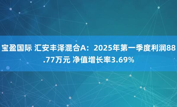 宝盈国际 汇安丰泽混合A：2025年第一季度利润88.77万元 净值增长率3.69%