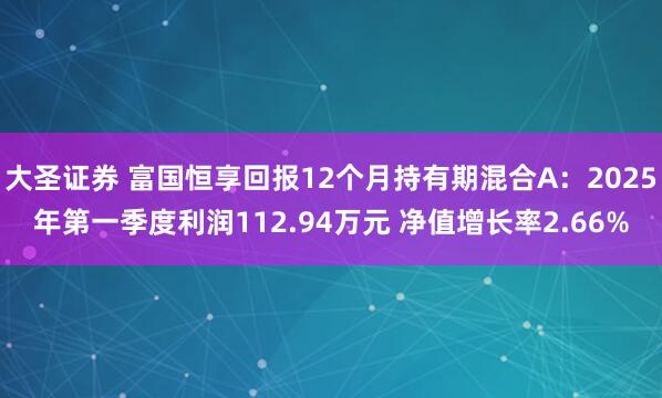 大圣证券 富国恒享回报12个月持有期混合A：2025年第一季度利润112.94万元 净值增长率2.66%