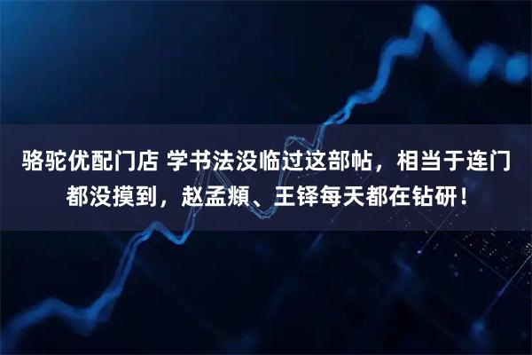 骆驼优配门店 学书法没临过这部帖，相当于连门都没摸到，赵孟頫、王铎每天都在钻研！